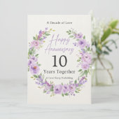 Carte d'anniversaire Fleurie Violette 10 Ans (Debout devant)
