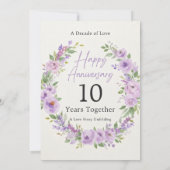 Carte d'anniversaire Fleurie Violette 10 Ans (Dos)