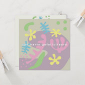 carte d'anniversaire fleurs abstraites (Devant/Arrière en situation)