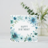 carte d'anniversaire fleurs aquarelle (Debout devant)
