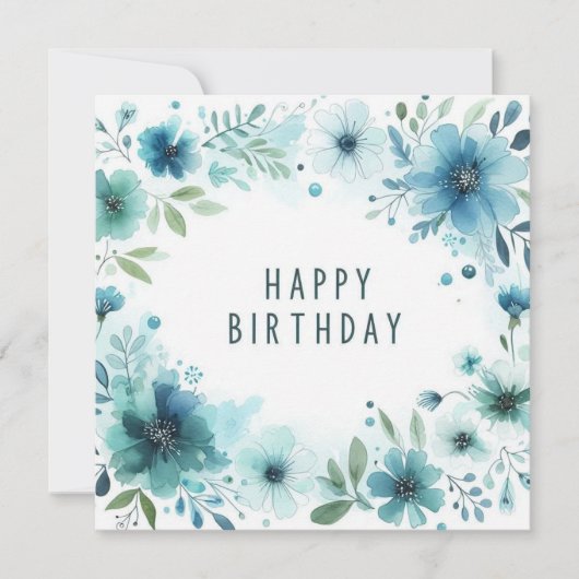 carte d'anniversaire fleurs aquarelle (Devant)