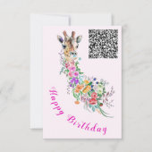Carte d'anniversaire Fleurs Bouquet Giraffe QR Cod (Devant)