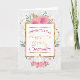 Carte d'anniversaire Fleurs de citrouille rose Feu