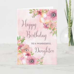 Carte d'anniversaire Fleurs de printemps rose