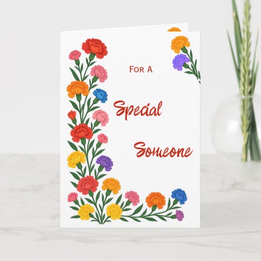 Carte d'anniversaire Fleurs d'œillet pour une pers (Devant)