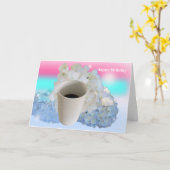 Carte d'anniversaire Fleurs et Café (Fleur jaune)