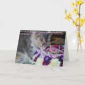 Carte d'anniversaire, fleurs et chat (Fleur jaune)