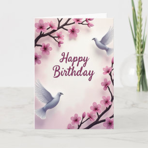 Carte d'anniversaire Fleurs et Oiseaux