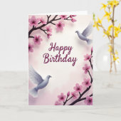 Carte d'anniversaire Fleurs et Oiseaux (Fleur jaune)