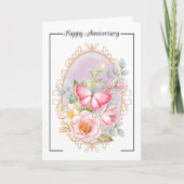Carte d'anniversaire Fleurs et Papillon (Devant)