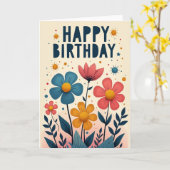 Carte d'anniversaire Fleurs Fantaisistes (Fleur jaune)
