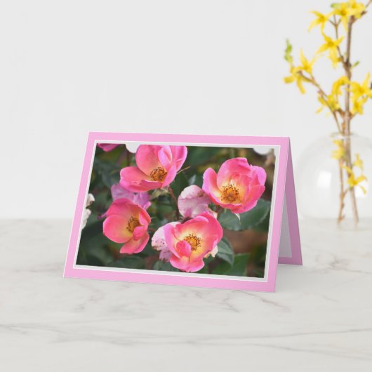 Carte d'anniversaire Fleurs roses magnifiques (Fleur jaune)