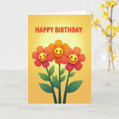 Carte d'anniversaire Floral Faces (Fleur jaune)