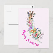 Carte d'anniversaire Floral Giraffe (Devant / Derrière)