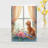 Carte d'anniversaire Floral Kitten (Fleur jaune)