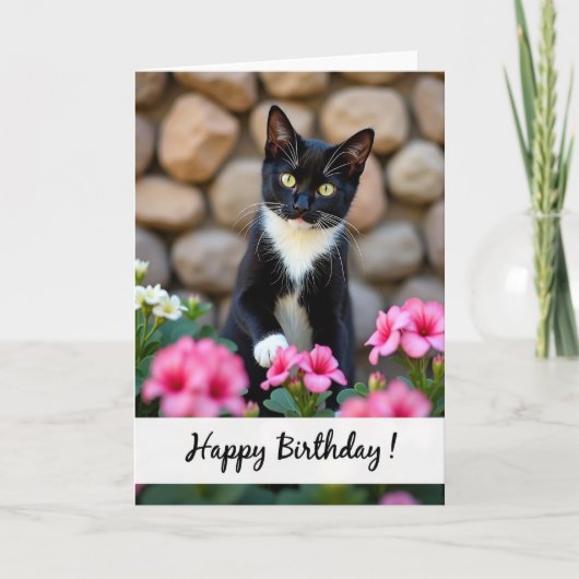 Carte d'anniversaire Floral Kitty (Devant)