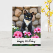 Carte d'anniversaire Floral Kitty (Fleur jaune)