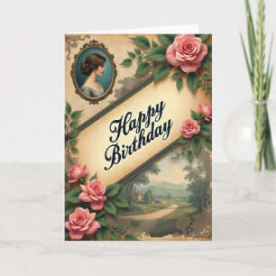 Carte d'anniversaire Floral Lady