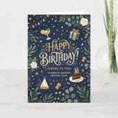 Carte d'anniversaire Floral Navy (Devant)