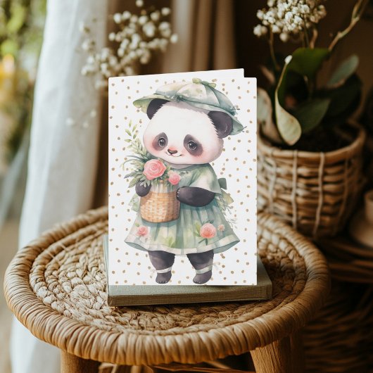 Carte d'anniversaire Floral Panda