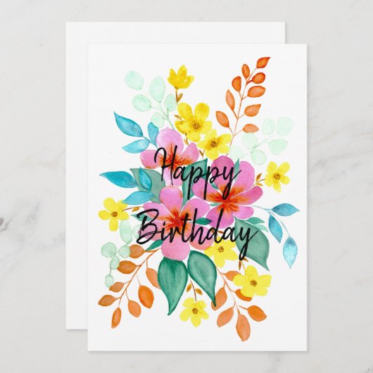 Carte d'anniversaire Floral Spray (Devant / Derrière)