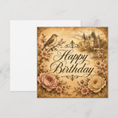 carte d'anniversaire florale  (Devant / Derrière)
