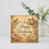 carte d'anniversaire florale  (Debout devant)