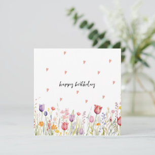 Carte d'anniversaire florale à l'aquarelle