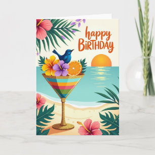 Carte d'anniversaire florale à l'hibiscus