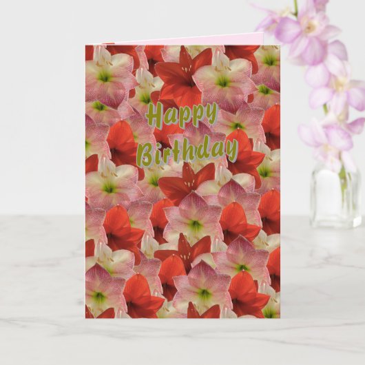 Carte d'anniversaire florale Amaryllis (Orchidée)