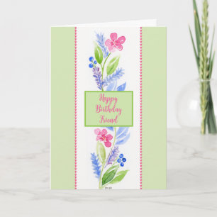 Carte d'anniversaire florale aquarelle peinte à la
