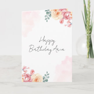 Carte d'anniversaire florale aquarelle | Rose 5x7
