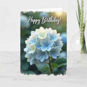 Carte d'anniversaire florale bleue rêveuse