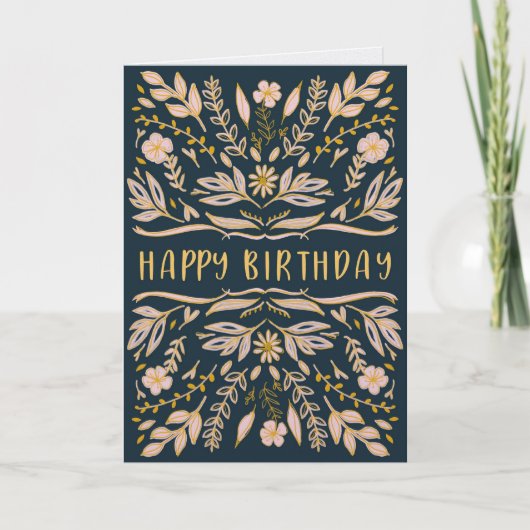 Carte d'anniversaire florale boho pour elle (Devant)