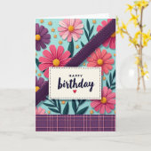 Carte d'anniversaire florale brodée (Fleur jaune)
