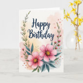 Carte d'anniversaire florale Chevron (Fleur jaune)
