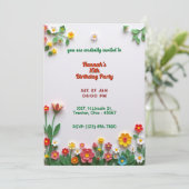 Carte d'anniversaire florale colorée (Debout devant)