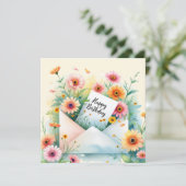Carte d'anniversaire florale colorée. (Debout devant)