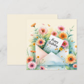 Carte d'anniversaire florale colorée. (Devant / Derrière)