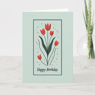 Carte d'anniversaire florale corail