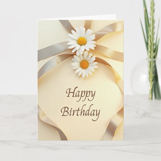 Carte d'anniversaire florale crémeuse (Devant)