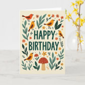 Carte d'anniversaire florale d'art folklorique (Fleur jaune)