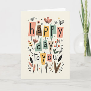Carte d'anniversaire florale d'art folklorique
