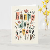 Carte d'anniversaire florale d'art folklorique (Fleur jaune)