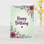 Carte d'anniversaire florale de Bourgogne (Fleur jaune)