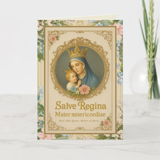 Carte d'anniversaire florale de la Vierge catholiq (Devant)