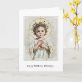 Carte d'anniversaire florale de la Vierge catholiq (Fleur jaune)