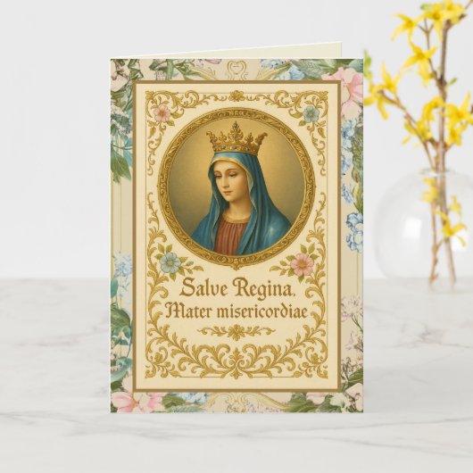 Carte d'anniversaire florale de la Vierge catholiq (Fleur jaune)