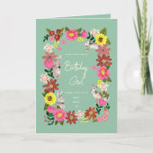 Carte d'anniversaire florale de lapin mignon (Devant)