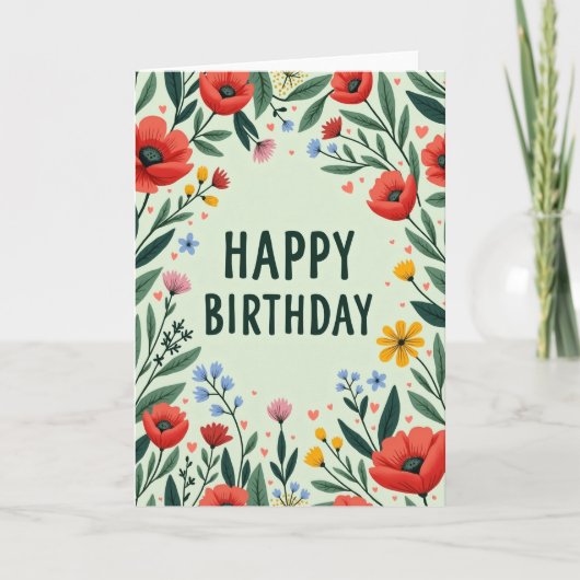 Carte d'anniversaire florale de printemps (Devant)